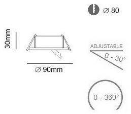 Terzo Light Регулируемый встраиваемый алюминиевый точечный светильник  C102s.gu._ _  - Вид №3