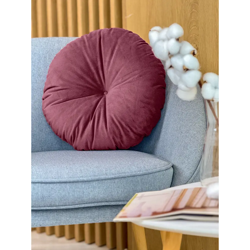 Подушка декоративная Linen Way d37 см бархат цвет винный 89439583 STLM-2190143  - Вид №2