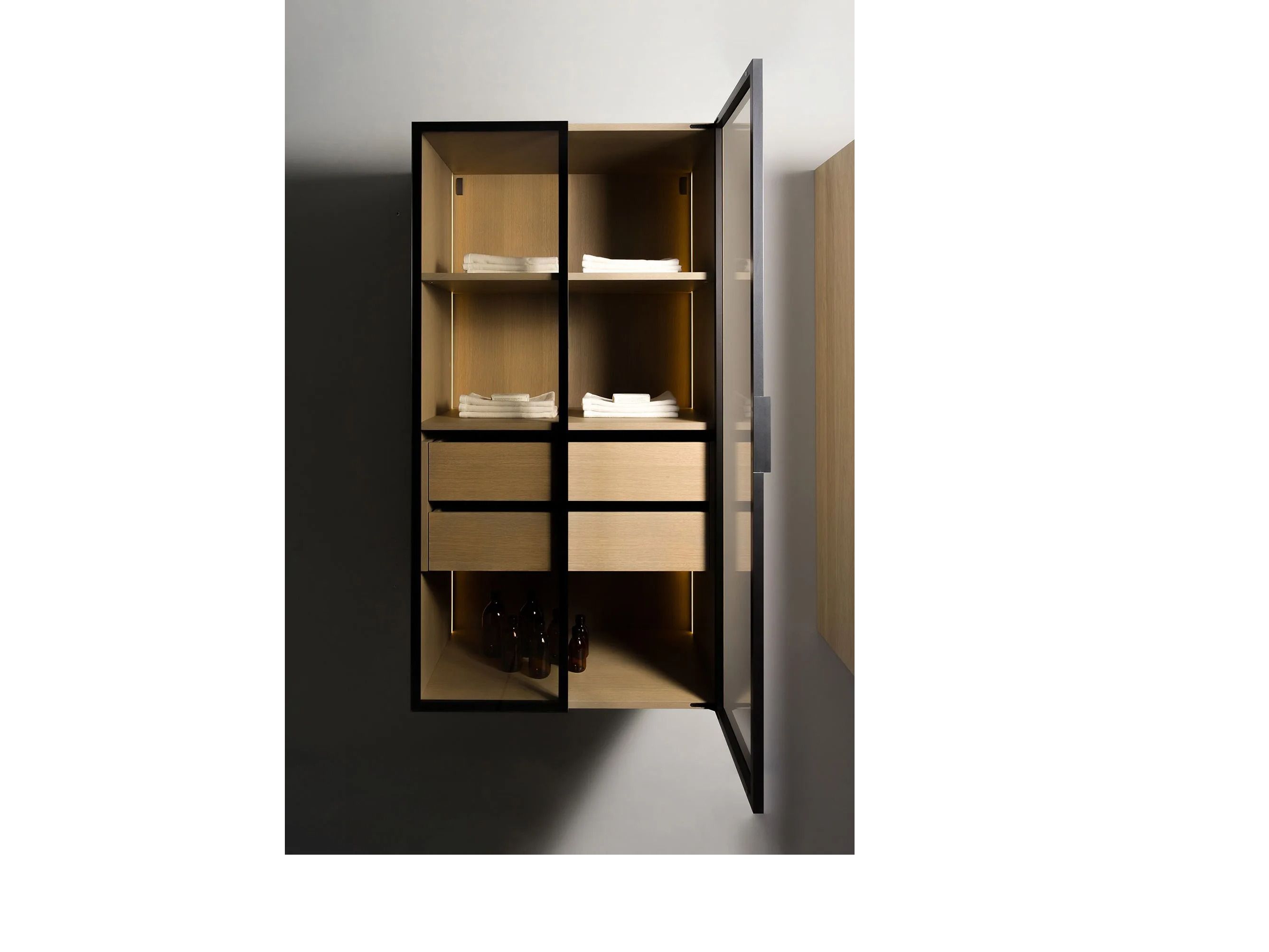 Деревянный шкаф для ванной комнаты со стеклянными дверцами Inbani слой ARCH-00041215 - Вид №5