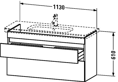DS649505151 Тумбочка подвесная DuraStyle #DS6495 1130 x 448 мм Сосна коричневая, декор Duravit - Вид №1