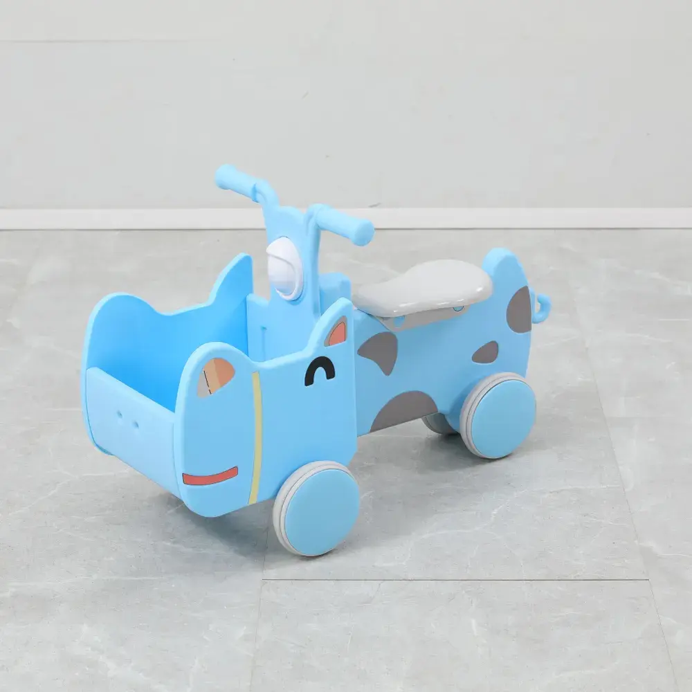 91637161 Машинка-каталка с корзиной Unix Kids Hippo Blue 68x42 см синий STLM-0960542