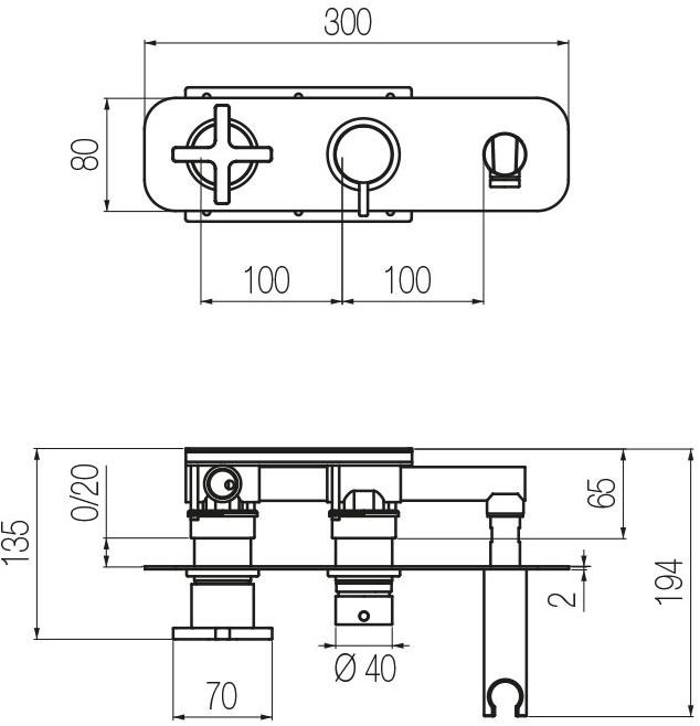 GEDA Смеситель для душа встраиваемый механический горизонтальный Hugò Hug80 Santreyd Hugo - Вид №2