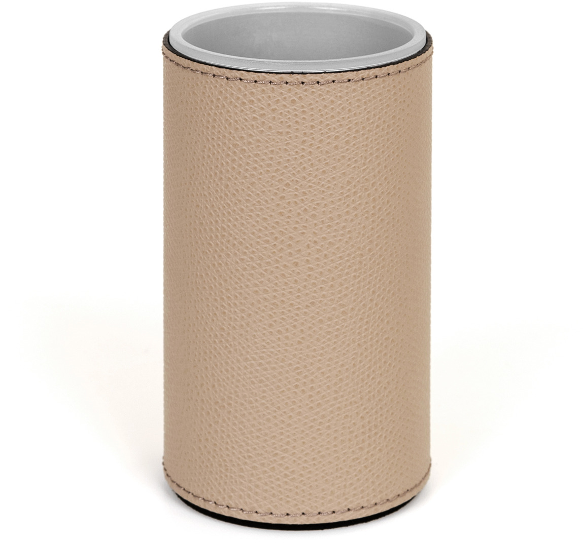 Подставка для зубных щеток Poseidon круглая - Ø 6XH11,5 см / зернистая кожа_серо-коричневый