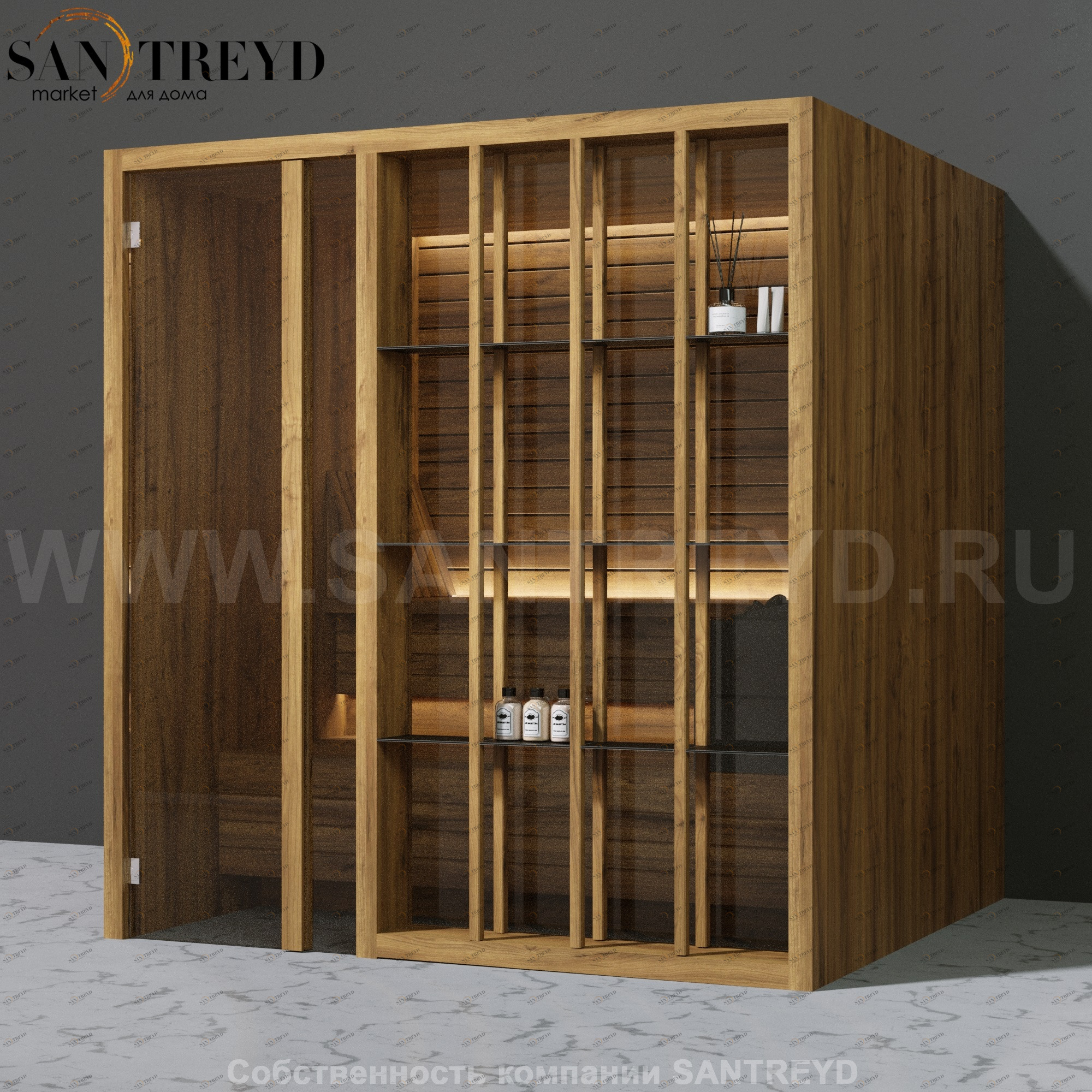 Effegibi YOKU.S80 SA.70100012 Сауна с левой дверью. Мощность: 8 кВт макс. Размеры: длина 202 см, ширина 180 см. Отделка: термообработанное дерево SA70100012