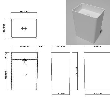 46686 Напольная раковина стоящая прямоугольная Dimasi  - Вид №1