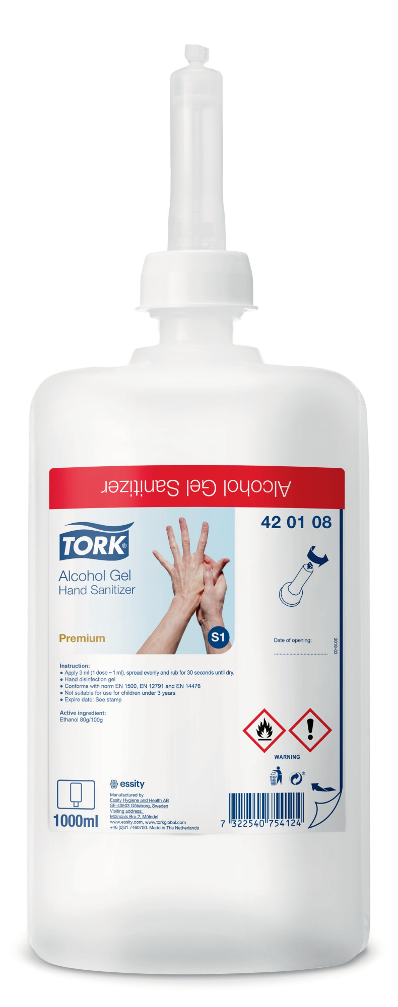 42010801 Спиртовой гель для гигиенической и хирургической дезинфекции рук Tork 