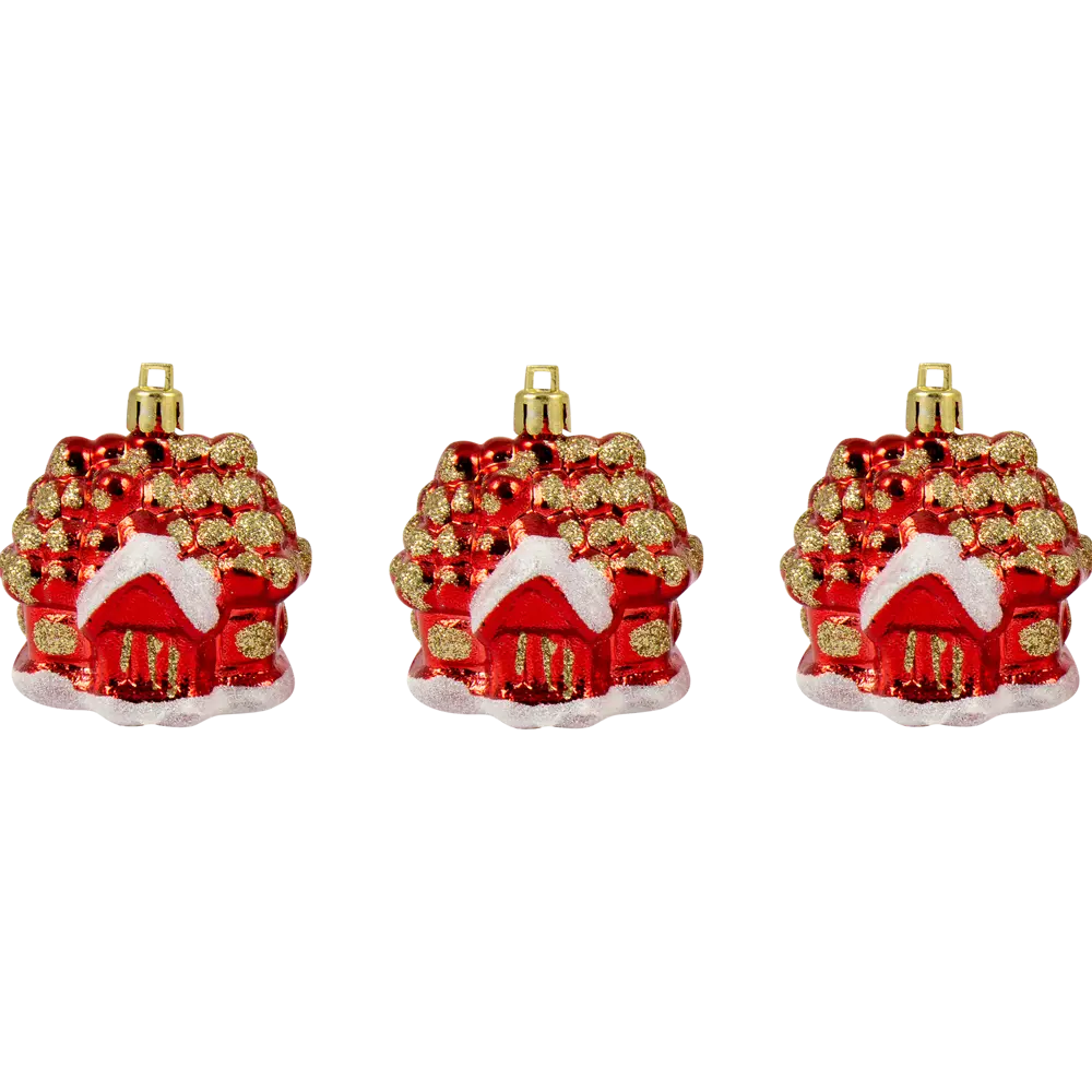 Игрушка ёлочная Домик 6 см, 3 шт, цвет красный Santreyd STLM-2186948 - Вид №1