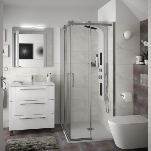 23246 SALGAR Мебель для умывальника FUSSION CHROME 800 3 ящика GLOSS WHITE 797 x 868 x 450 мм Глянцевый белый