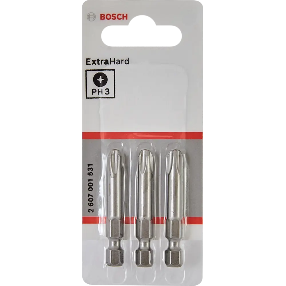 83433308 Бита крестовая Bosch Extra Hard 2607001531 PH3x49 мм, 3 шт. STLM-0041356 BOSCH PROFESSIONAL  - Вид №1