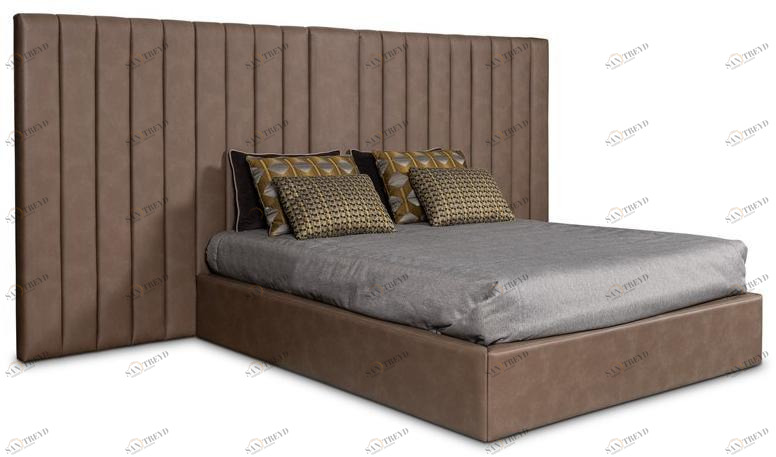 Stylish Club Двуспальная кровать из экокожи с мягким изголовьем Milan Scf.mn15