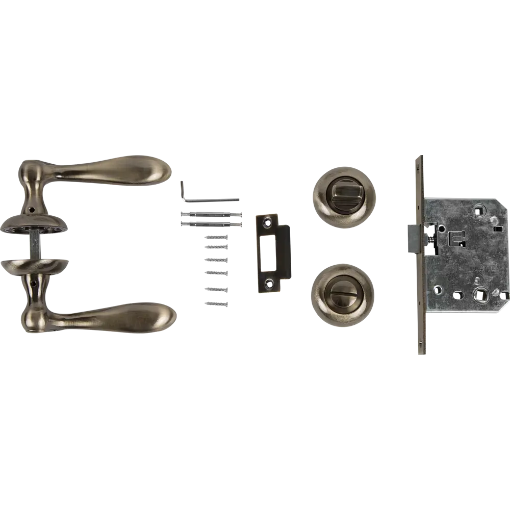 Комплект дверных ручек 17L 170 BK AB, с запиранием, цвет античная бронза ФАБРИКА ЗАМКОВ STLM-2189220 - Вид №2