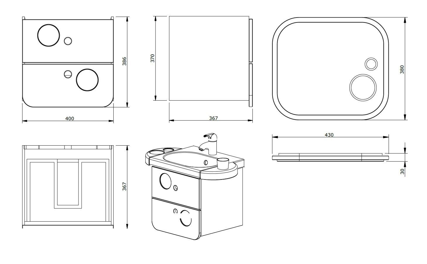 Подвесной умывальник с ящиками Thermomat Minimè ARCH-00033140 - Вид №2