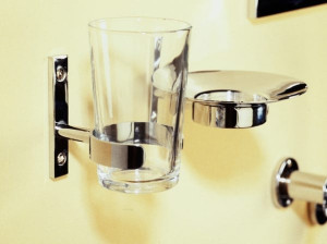 Стальной и стеклянный настенный держатель зубной щетки