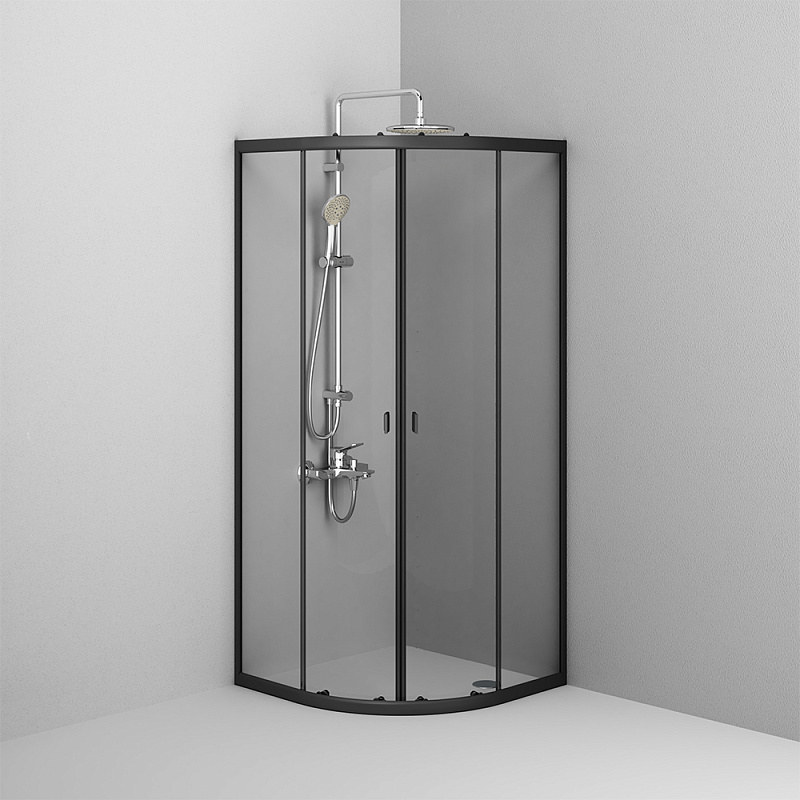 W88G-205-080BT Twin Slide Душевое ограждение без поддона 80x80 профиль черный AM.PM X-Joy  - Вид №2