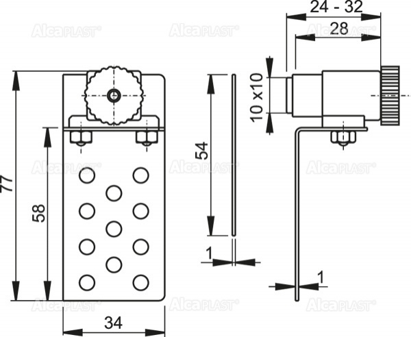 Магнит для дверцы под плитку на ванну, вертикально-выдвижной ALCAPLAST AVD004 - Вид №1