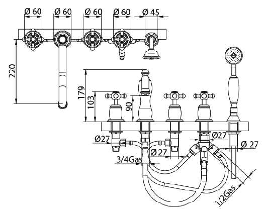 616640KK06 Смеситель Bandini Antica Santreyd - Вид №1