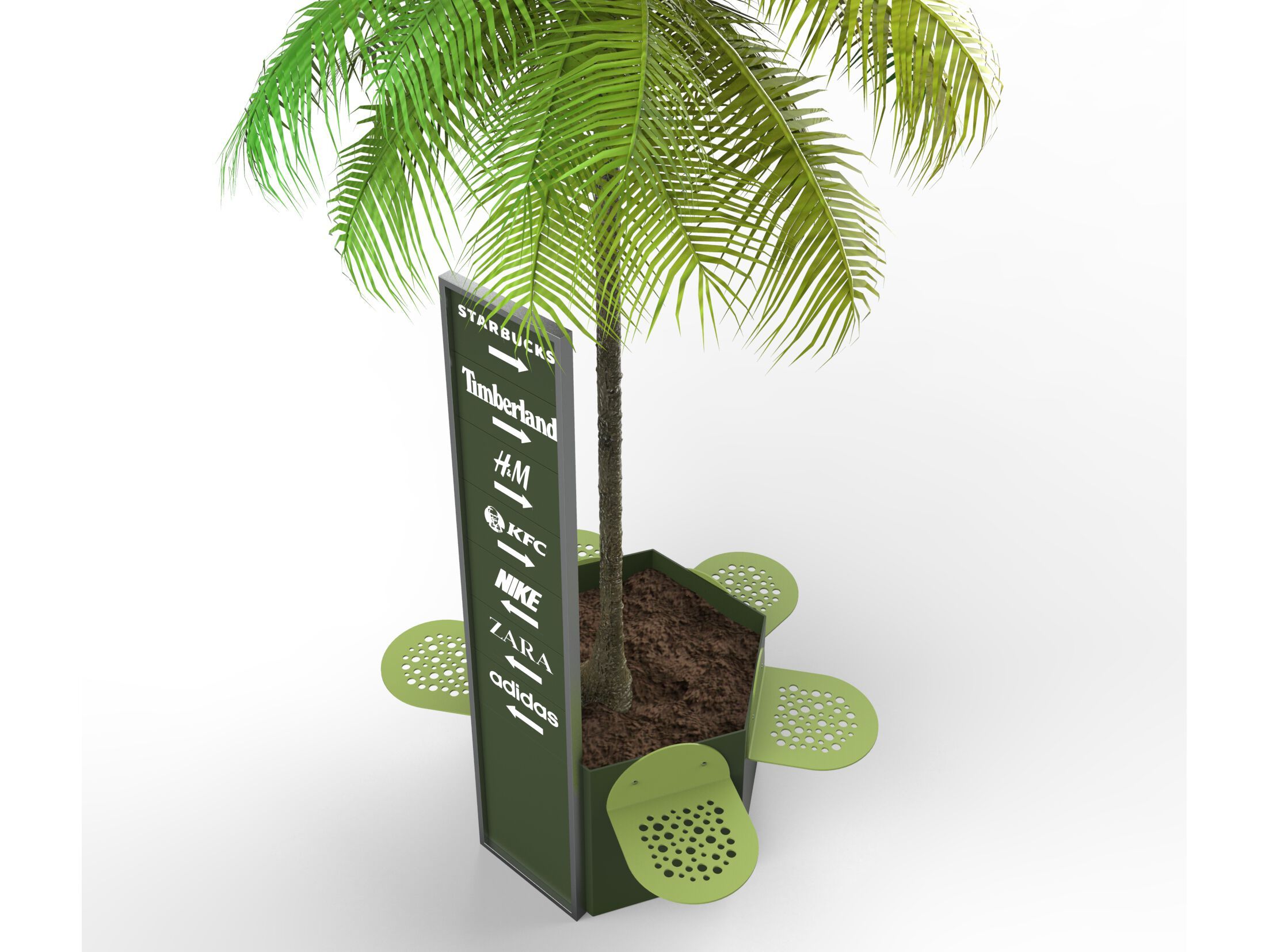 Стальная шестиугольная плантатор общественного пространства с сиденьем и тотемом CITYSì PETALO ARCH-00146471