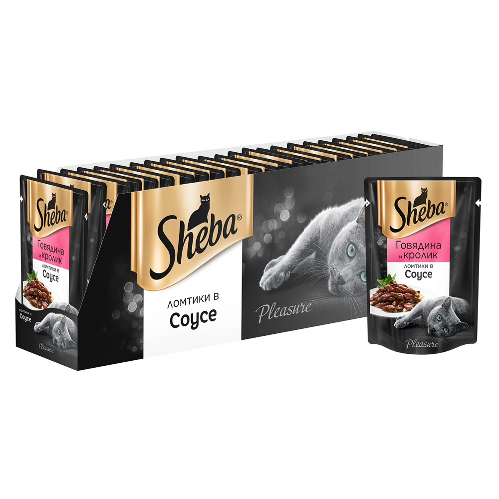 Т0056501*24 Корм для кошек Pleasure ломтики в соусе говядина и кролик конс. пауч 85г (упаковка - 24 шт) SHEBA 