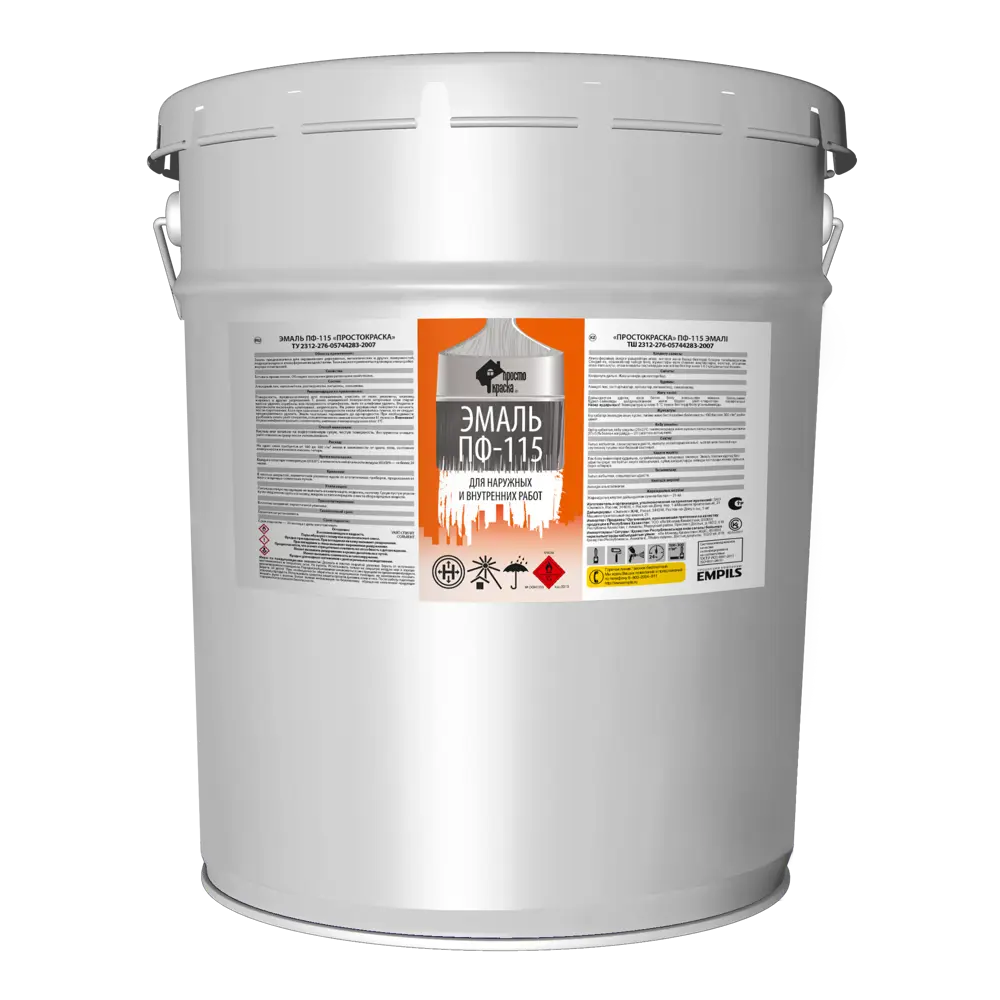 Эмаль Простокраска ПФ-115 полуматовая цвет серый 20 кг STLM-2015383 - Вид №1