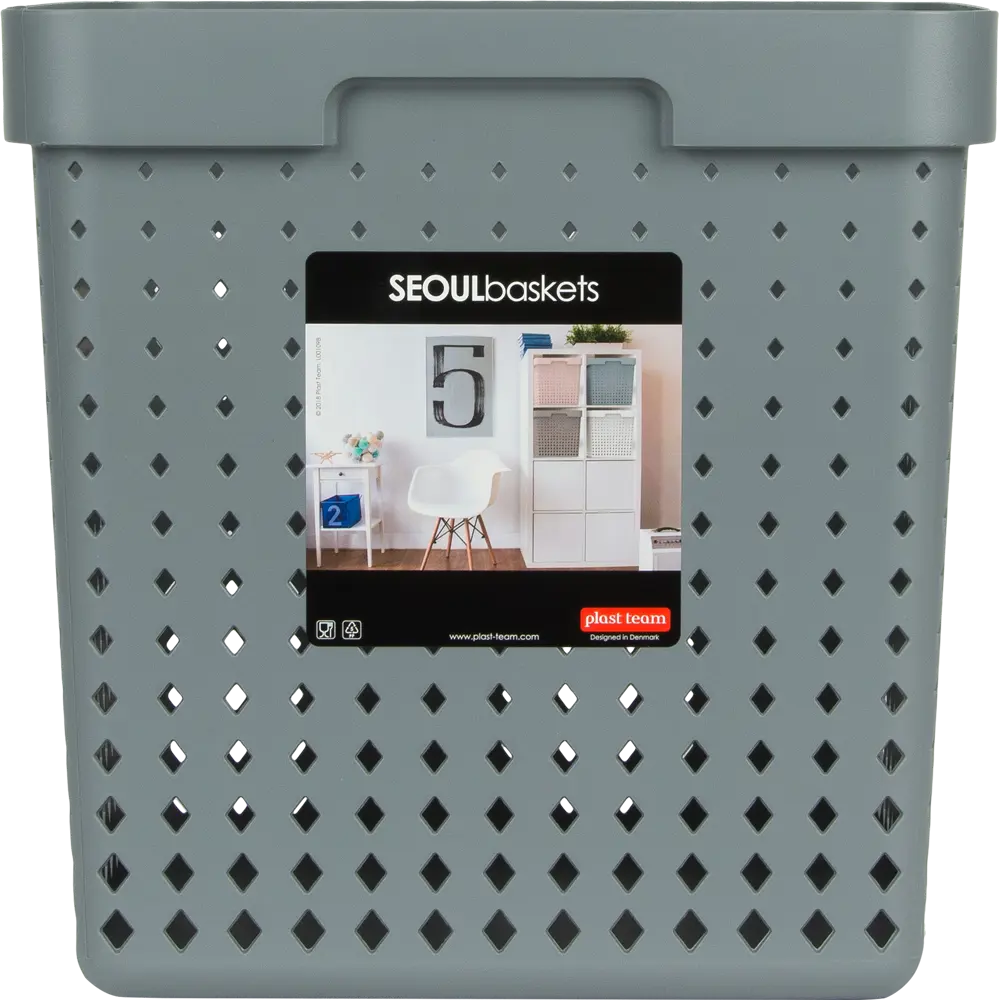 Корзина Seoul, 295х295х295 мм, 21 л, полипропилен, цвет графитовый PLAST TEAM STLM-2072555 - Вид №4