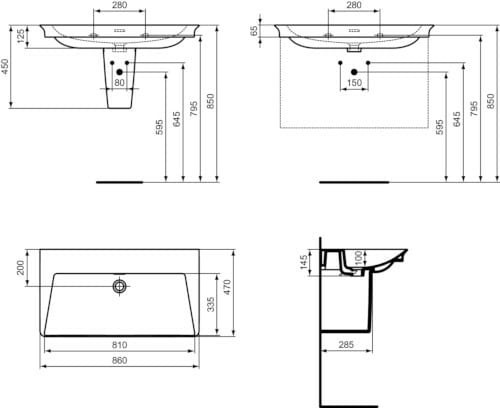Одинарная керамическая раковина с переливом Ideal Standard La Dolce Vita ARCH-00116434 - Вид №5