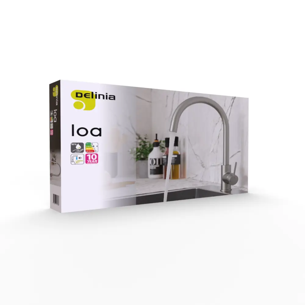 Смеситель кухонный Delinia Loa общая высота 38.6 см цвет никель матовый STLM-2067561 - Вид №8