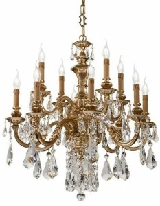 Possoni Illuminazione Французская золотая люстра с длинными пластинами swarovski®  777/8+4-sw/p