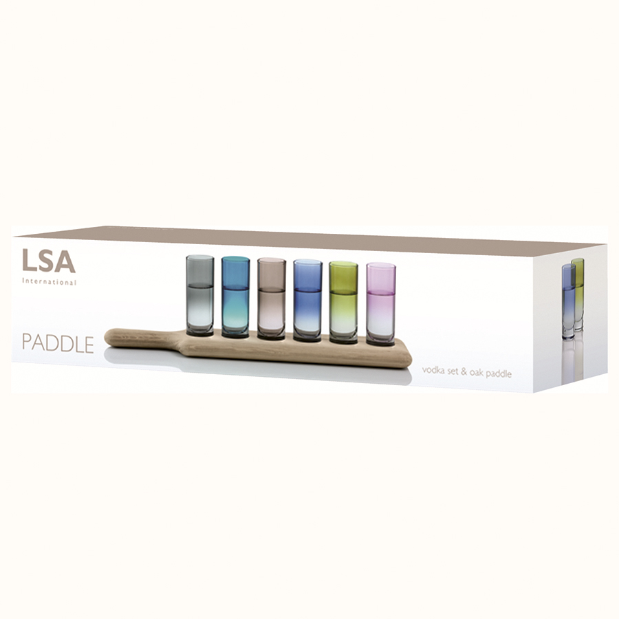 G1049-03-666 Набор стопок на деревянной подставке paddle, 40 см, разноцветный, 6 шт. LSA International  - Вид №2