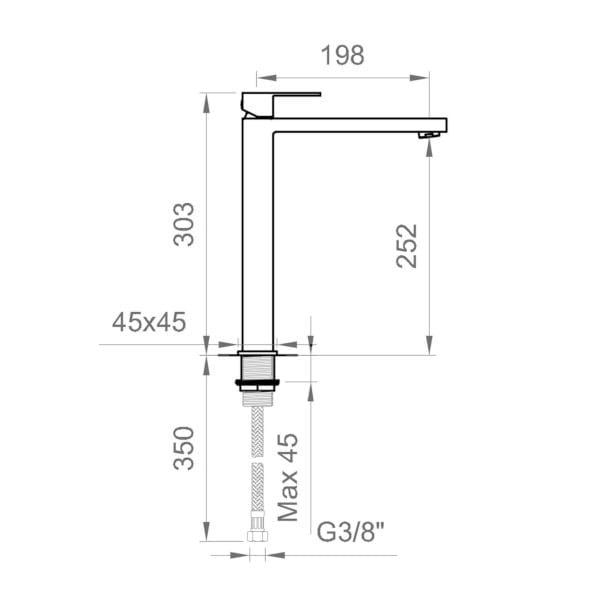 Однорычажный смеситель для раковины с высоким верхом Ercos Италия R Nero ARCH-00105983 - Вид №2