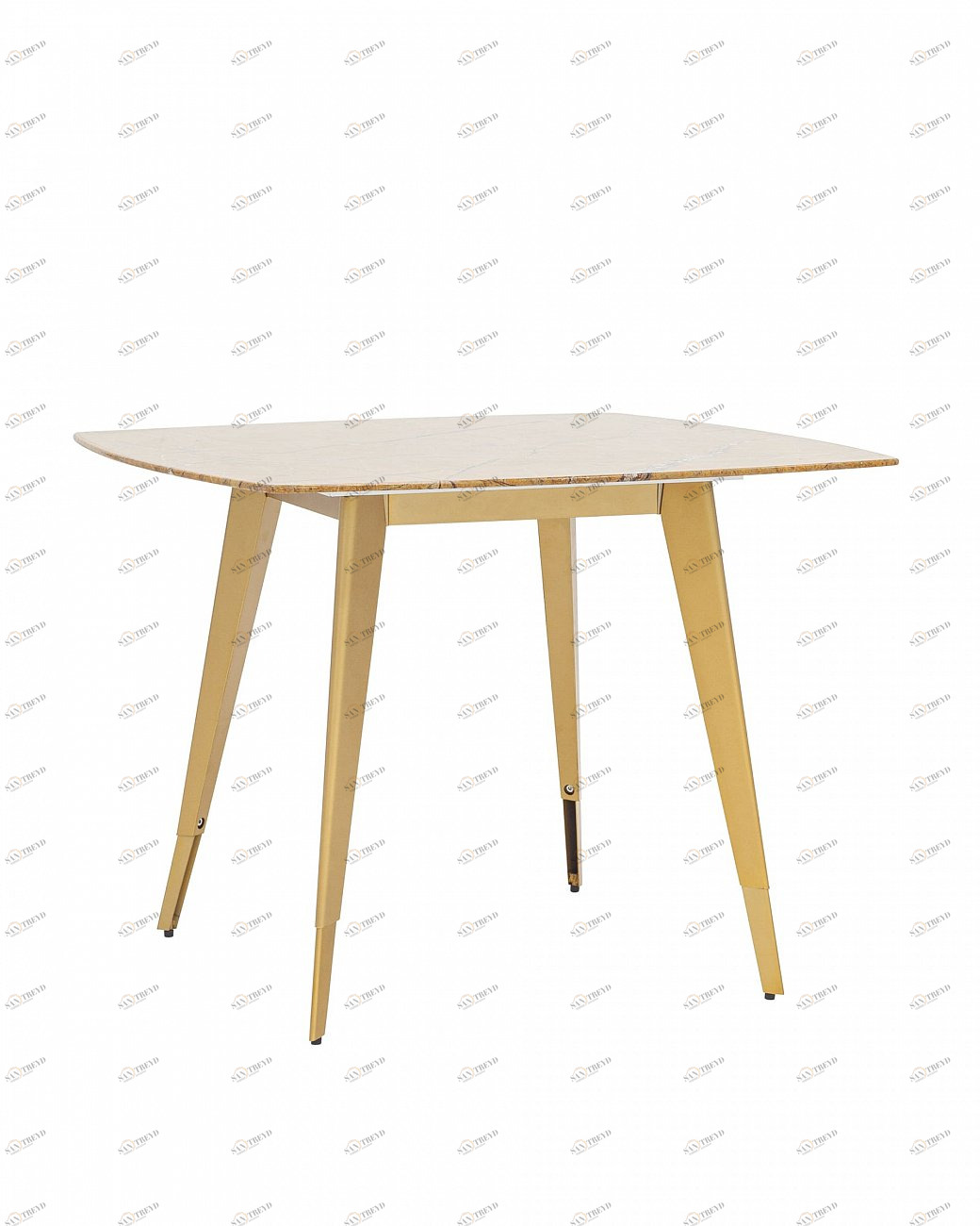 Стол обеденный квадратный со стеклянной столешницей, цвет охра с рисунком под мрамор 100х100 см "Рич STOOL GROUP  00-3958837 Желтый 