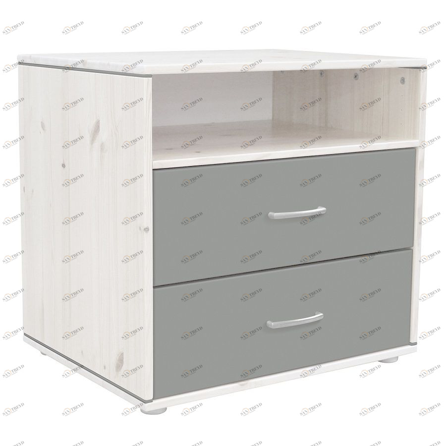 Комод Flexa Classiс storage с 2 выдвижными ящиками и 1 полкой, белый/искусственно состаренный/серый 812431429