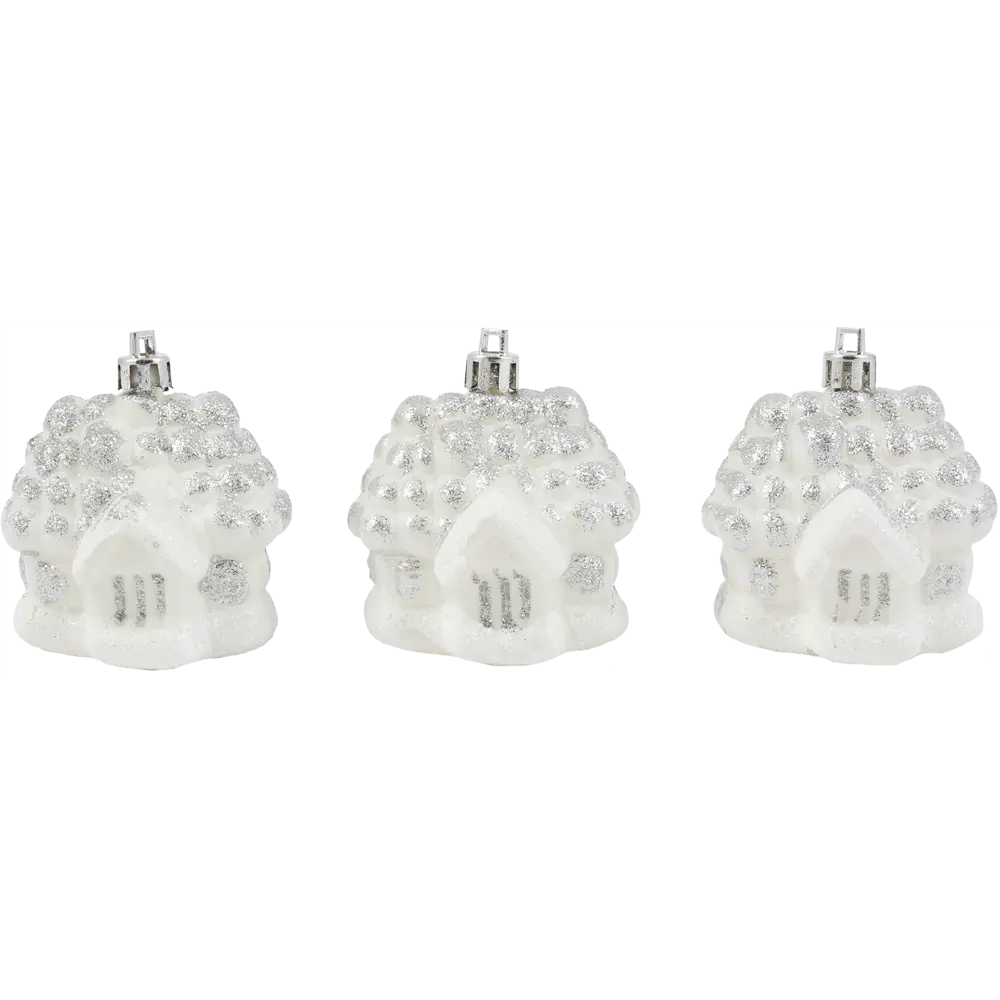Ёлочное украшение «Домик» 6 см, 3 шт, цвет белый Santreyd STLM-2129141