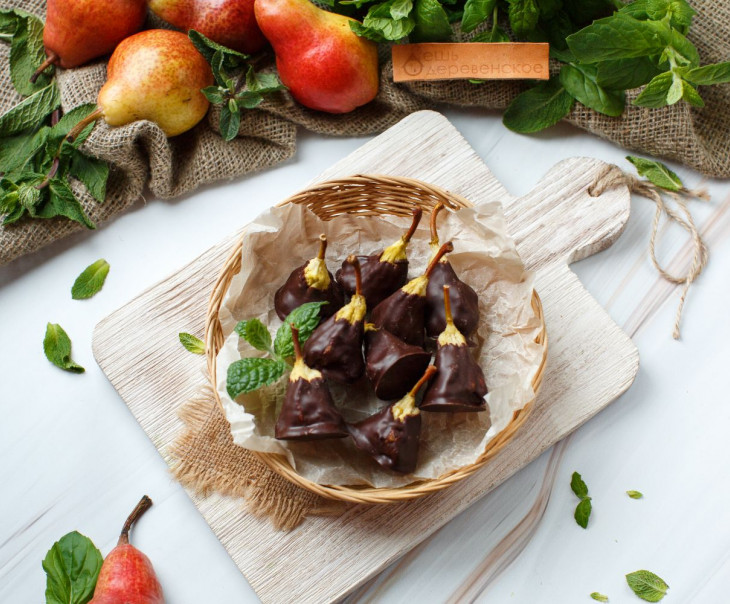6327 Груша сушеная в горьком ремесленном шоколаде Вкусляндия 