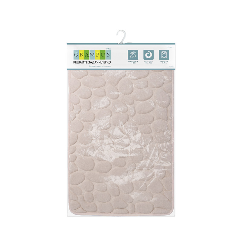 Коврик для ванной бежевый (50х80 см) Grampus КОВРИКИ GR3204A - Вид №1