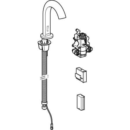 116.184.21.1 Смеситель для раковины Geberit Piave, вертикальный монтаж, питание от батарей, с функциональным блоком для скрытого монтажа Geberit  - Вид №5