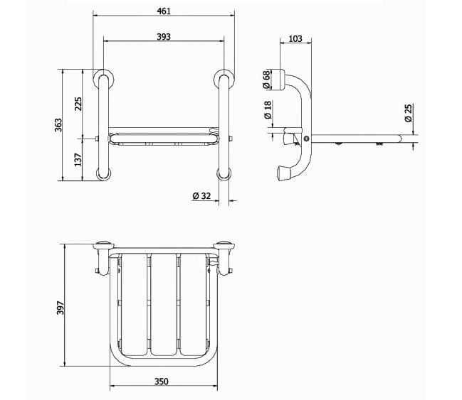Сиденье для душа / сиденье для ванны с порошковым покрытием Thermomat SRD-NX ARCH-00076010 - Вид №1