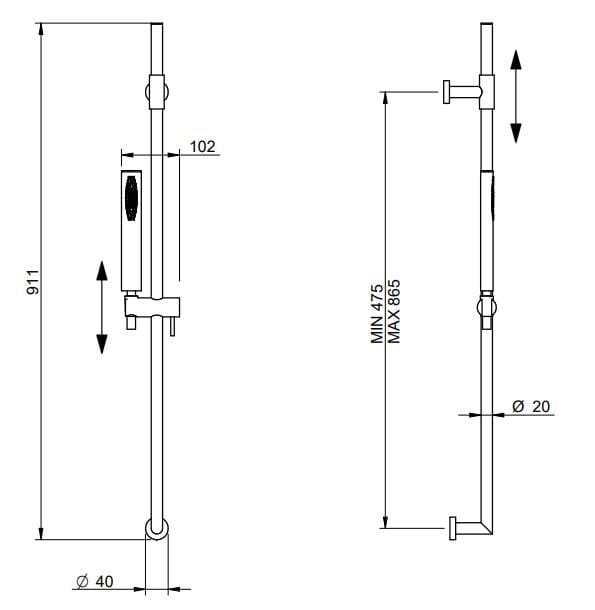 Набор для душа с одной ручкой из латуни с ручным душем Rubinetterie Treemme Hedo' ARCH-00116725 - Вид №4