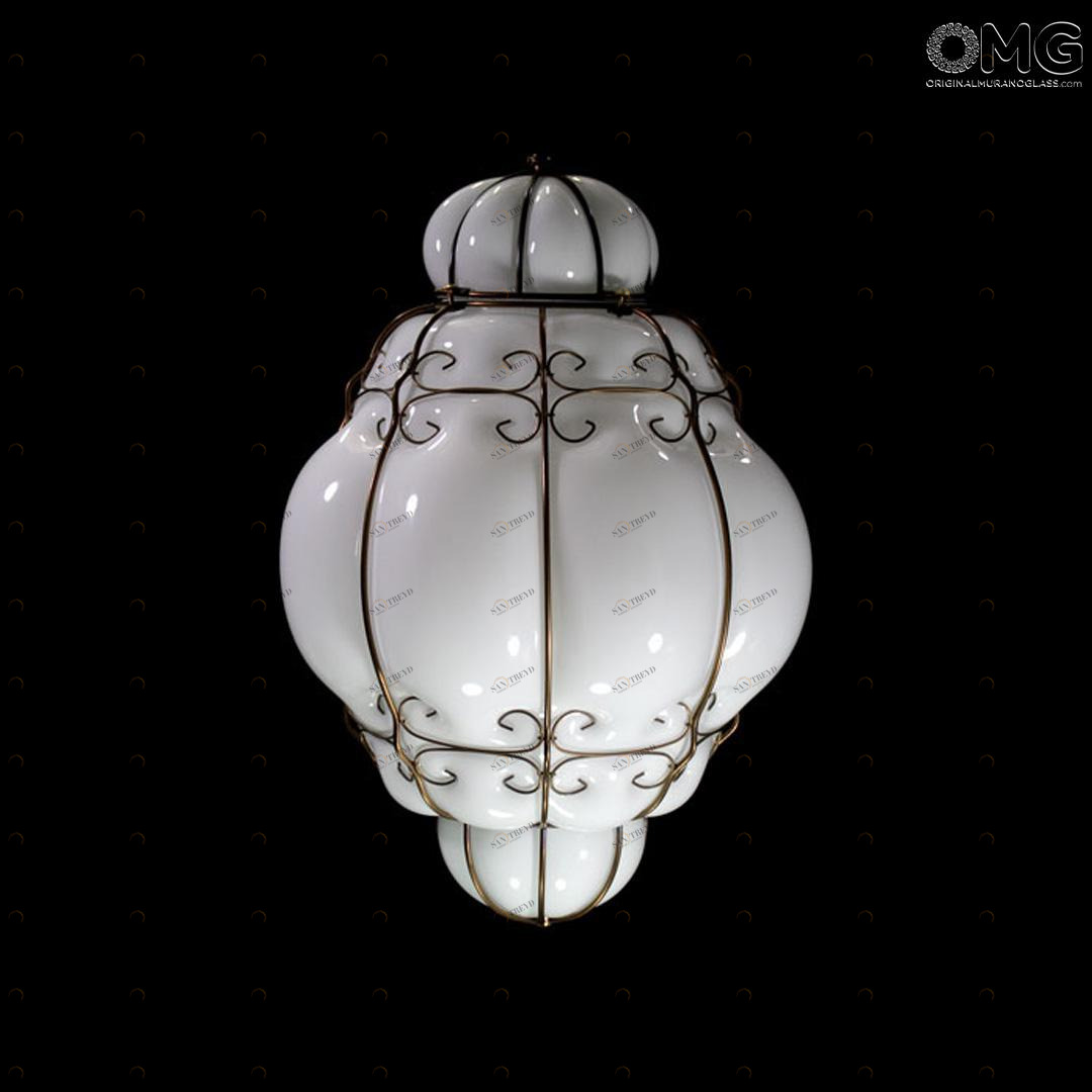 4211 ORIGINALMURANOGLASS Потолочный светильник Клетка - белый - муранское стекло OMG 40 см 