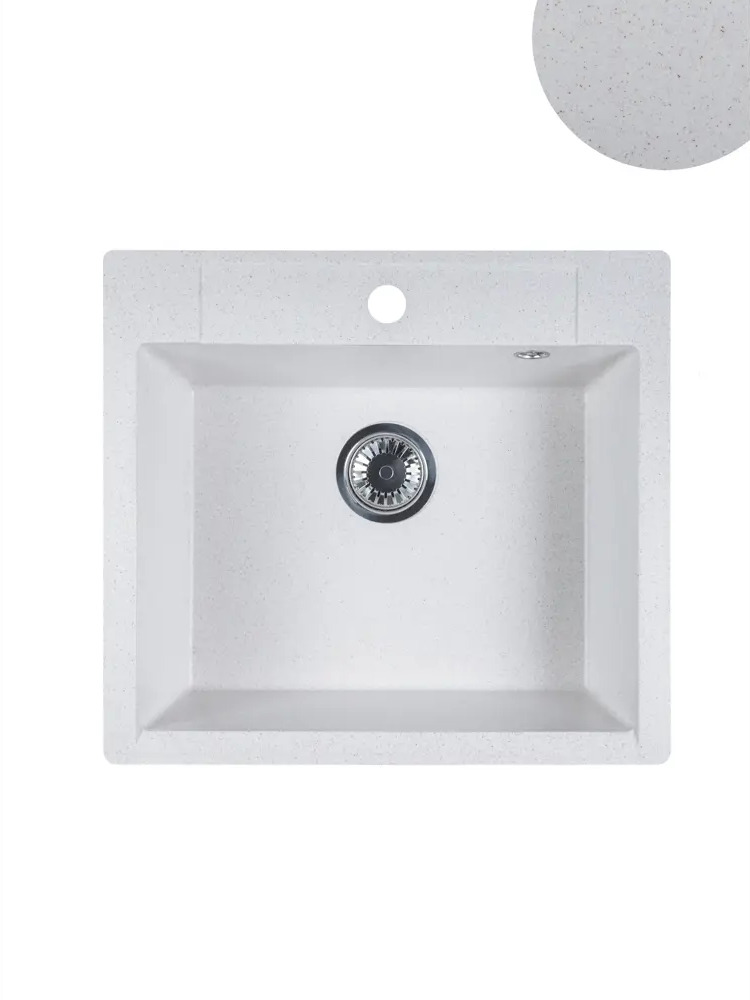 91690722 Мойка для кухни врезная Reflexion RX1555WH 50x55 см глубина чаши 180 см кварц цвет белый STLM-0870040