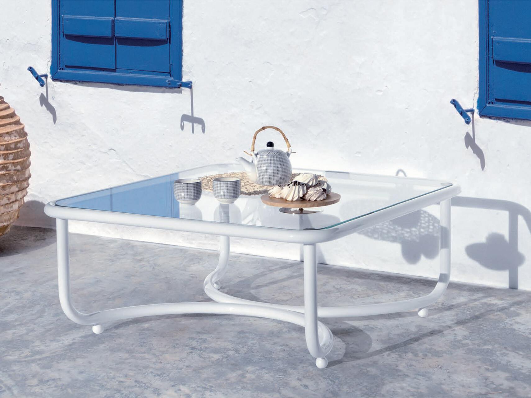 Квадратный садовый стол из нержавеющей стали и стекла Exteta Locus Solus ARCH-00090760 - Вид №1