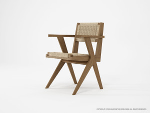 Стул из тикового дерева с подлокотниками