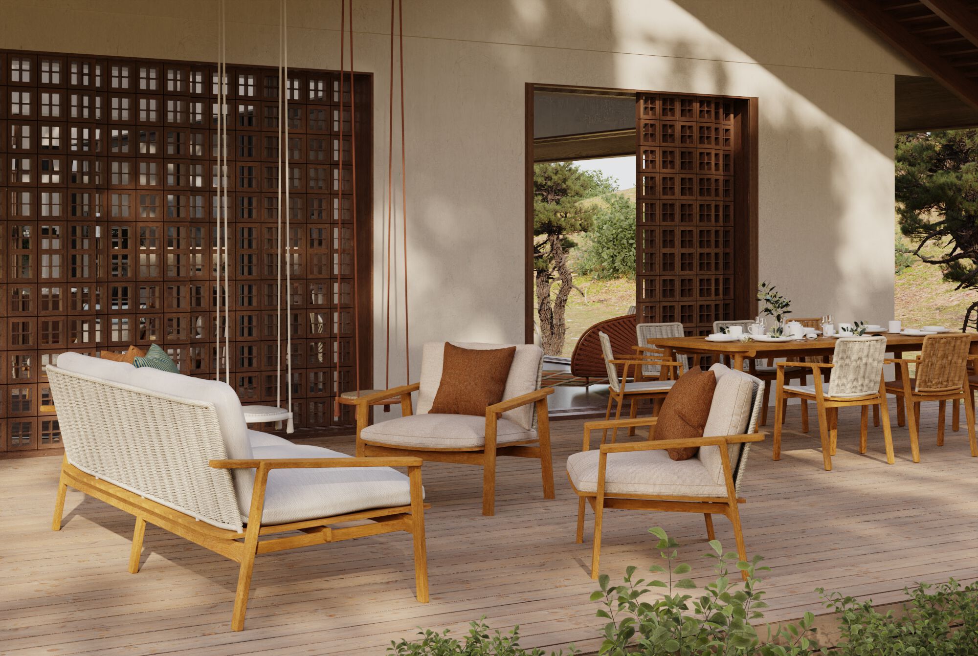 Стул для сада из тикового дерева с подлокотниками YAAZ Denk ARCH-00111223 - Вид №7