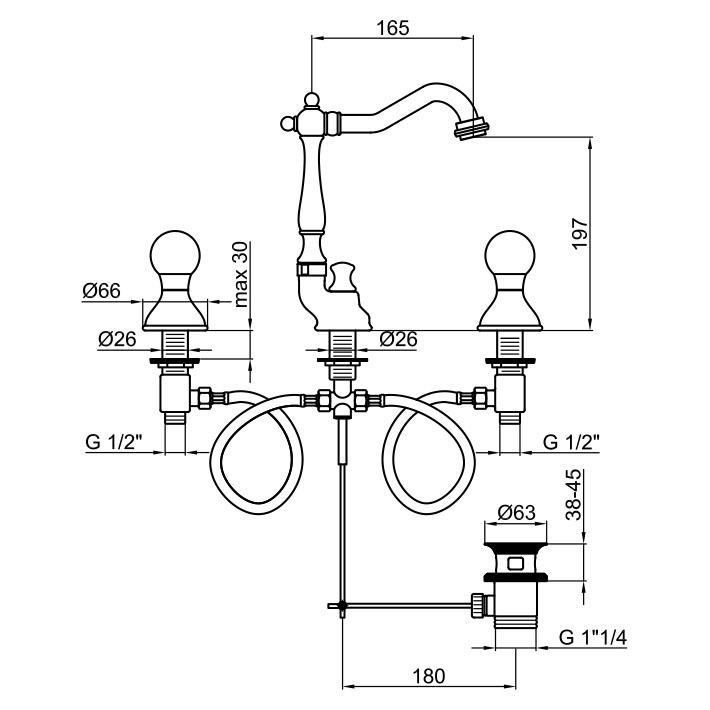 KA750202010 Смеситель для раковины Webert Karenina  - Вид №1