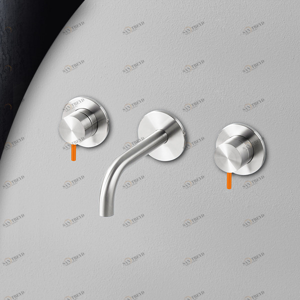 Смеситель для раковины сталь глянцевая с оранжевой ручкой Toki Radomonte TKI28LCIL24