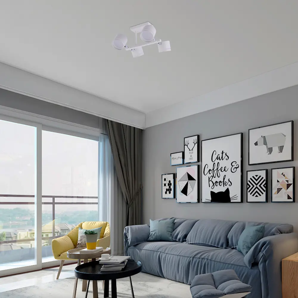 Люстра на штанге Talco 4 лампы 10 м² цвет белый SCHAFFNER STLM-2074895 - Вид №9