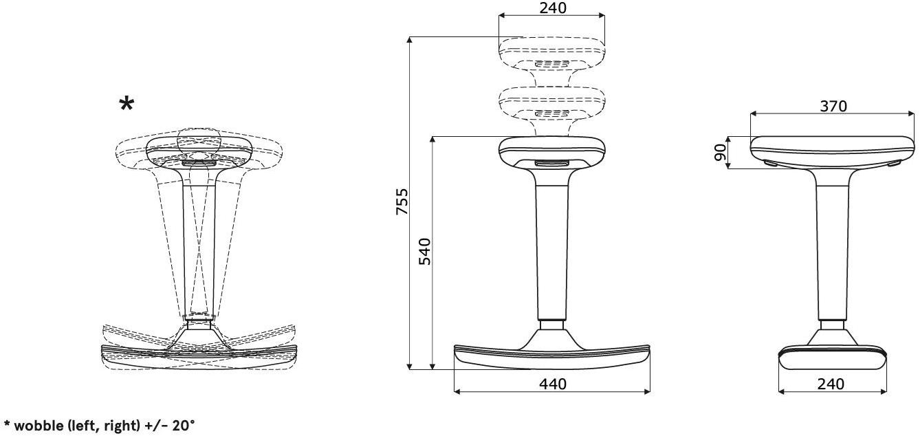 MDD Откидной офисный стул с регулируемой высотой из trevira® cs  Cl01  - Вид №5
