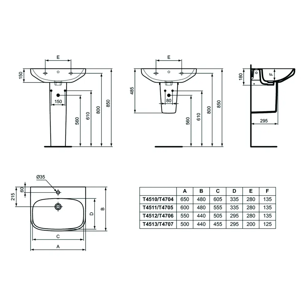Полуколонна для умывальника Ideal Standard i life A 33.5 см Без серии STLM-2038313 - Вид №3
