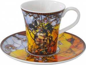 10604086 Goebel Чашка с блюдцем мокко "Попугаи" Фарфор