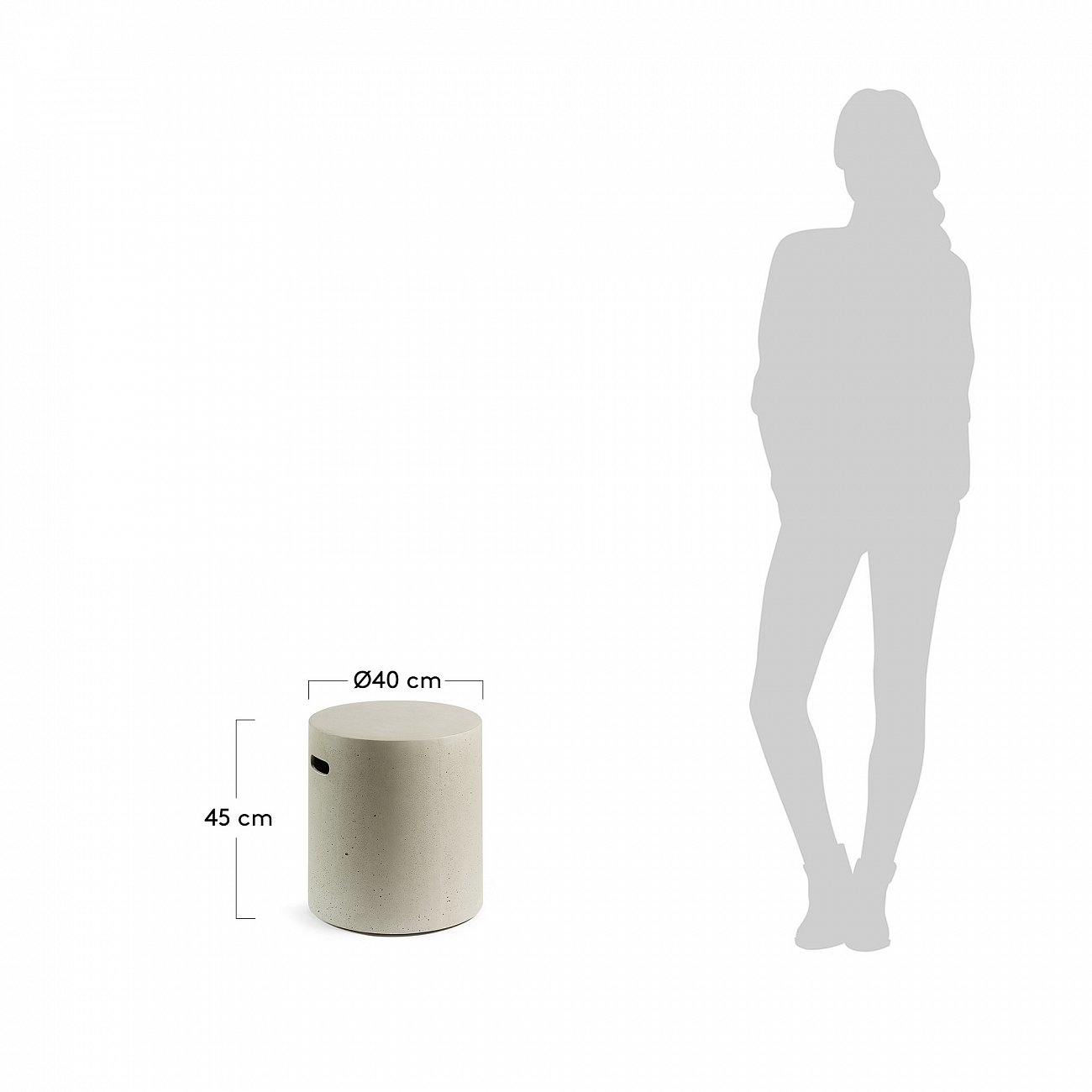 Табурет цементный 40 см серый Rhette от La Forma LA FORMA RHETTE 00-3864420 Серый  - Вид №3