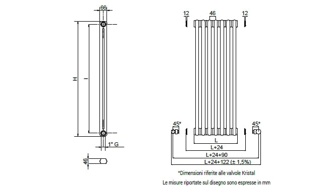 Вертикальный настенный полотенцесушитель Cordivari шифер ARCH-00022785 - Вид №2
